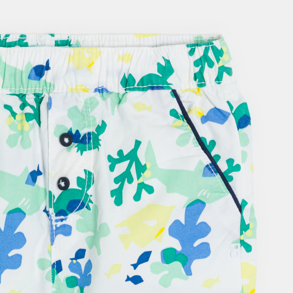 شورت من قماش قطن تويل أبيض اللون مطبوع لطفل رضيع